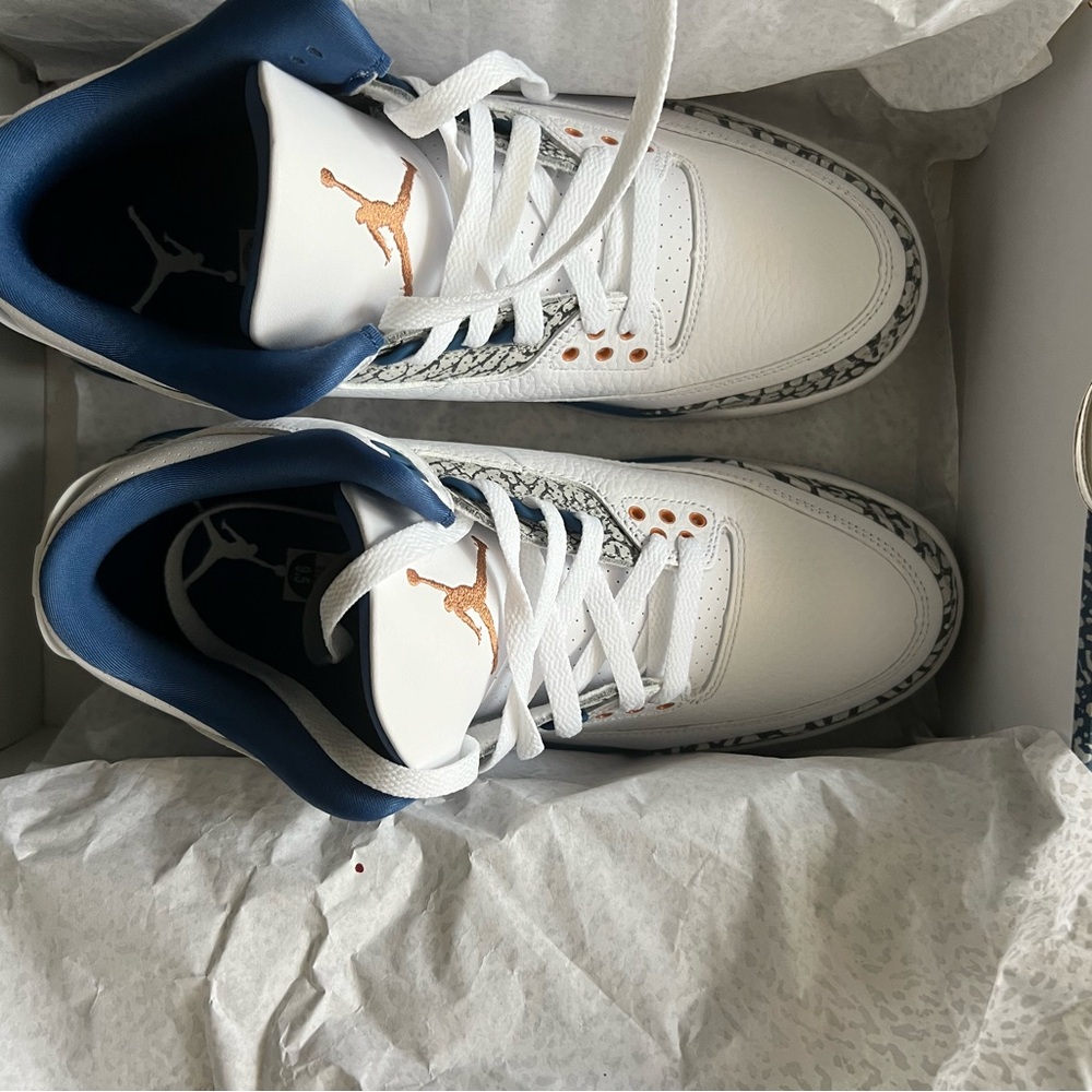 Nike Air Jordan 3s Retro New in Box Blue and White - Picture 3 of 5